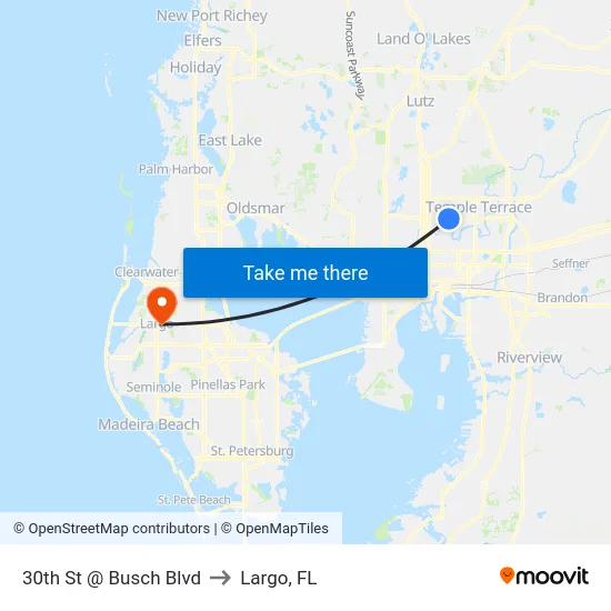30th St @ Busch Blvd to Largo, FL map