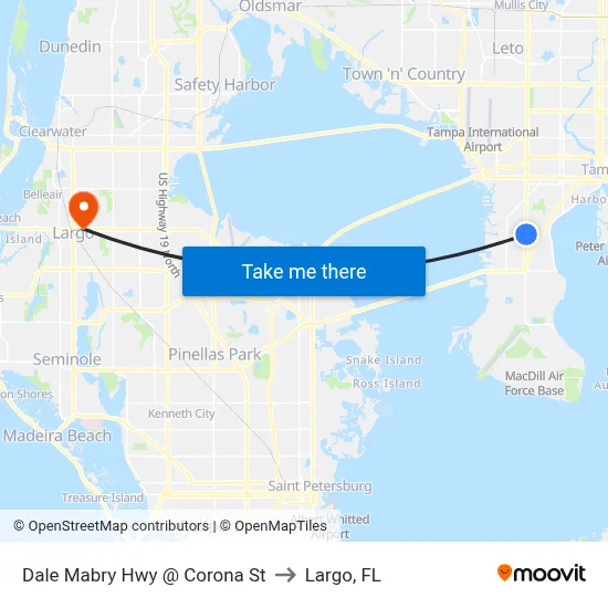 Dale Mabry Hwy @ Corona St to Largo, FL map