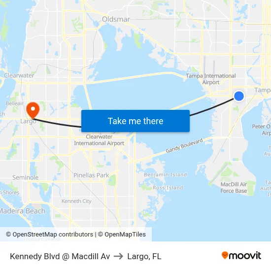 Kennedy Blvd @ Macdill Av to Largo, FL map
