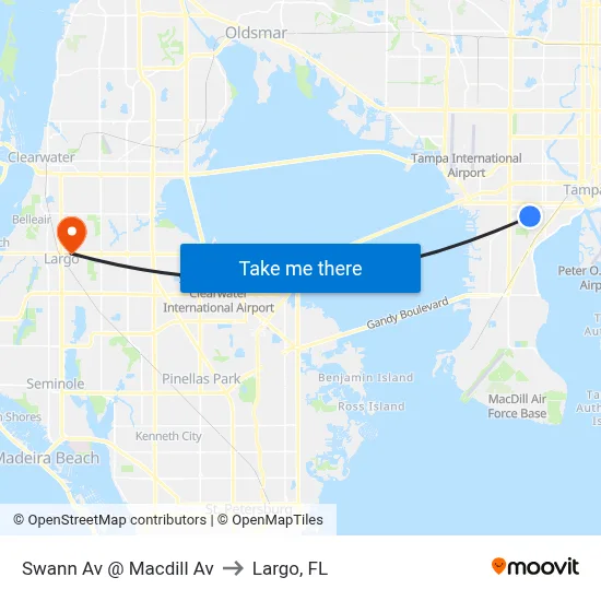 Swann Av @ Macdill Av to Largo, FL map