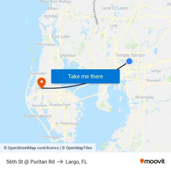 56th St @ Puritan Rd to Largo, FL map