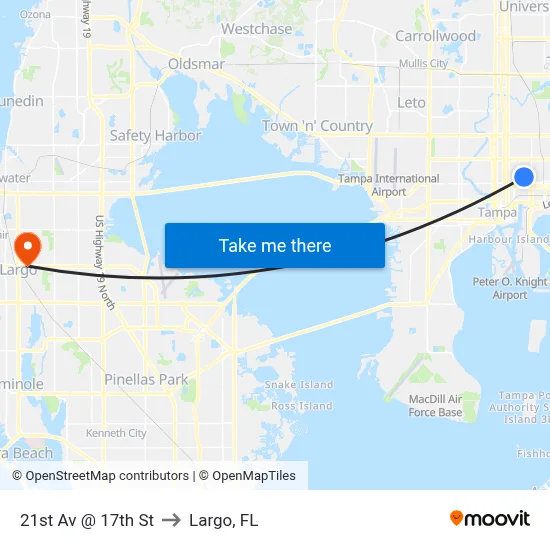 21st Av @ 17th St to Largo, FL map