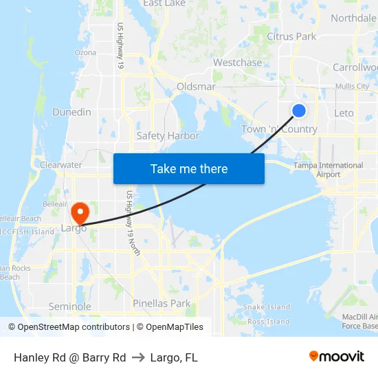 Hanley Rd @ Barry Rd to Largo, FL map