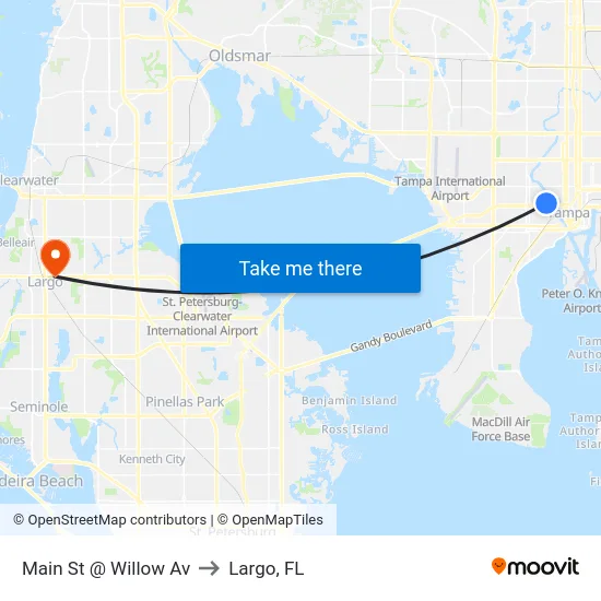Main St @ Willow Av to Largo, FL map
