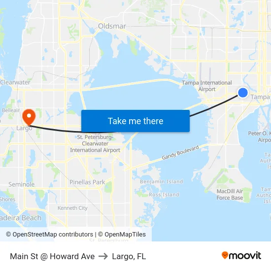 Main St @ Howard Ave to Largo, FL map