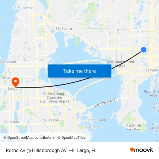 Rome Av @ Hillsborough Av to Largo, FL map