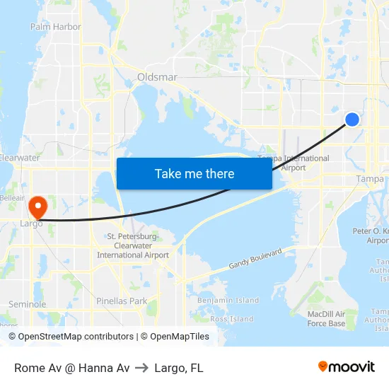 Rome Av @ Hanna Av to Largo, FL map
