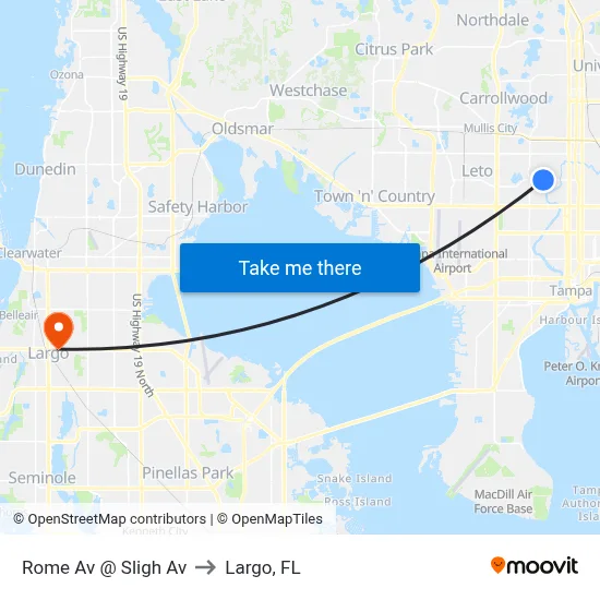Rome Av @ Sligh Av to Largo, FL map