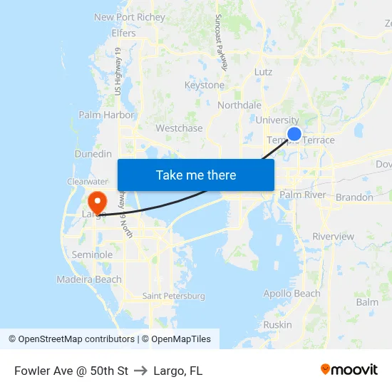 Fowler Ave @ 50th St to Largo, FL map