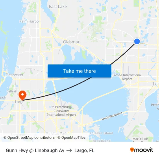 Gunn Hwy @ Linebaugh Av to Largo, FL map