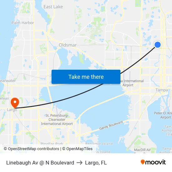 Linebaugh Av @ N Boulevard to Largo, FL map