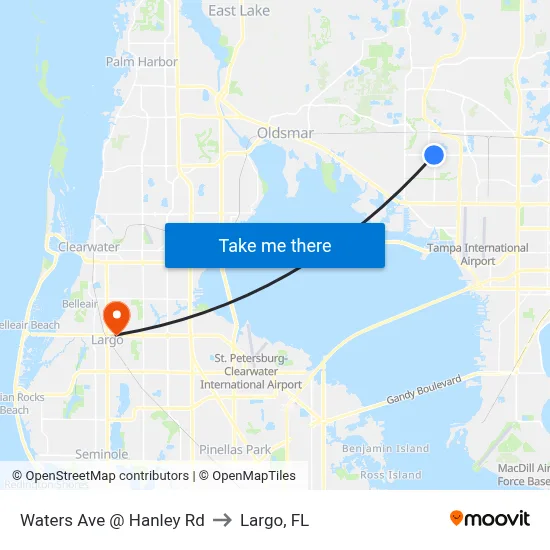 Waters Ave @ Hanley Rd to Largo, FL map