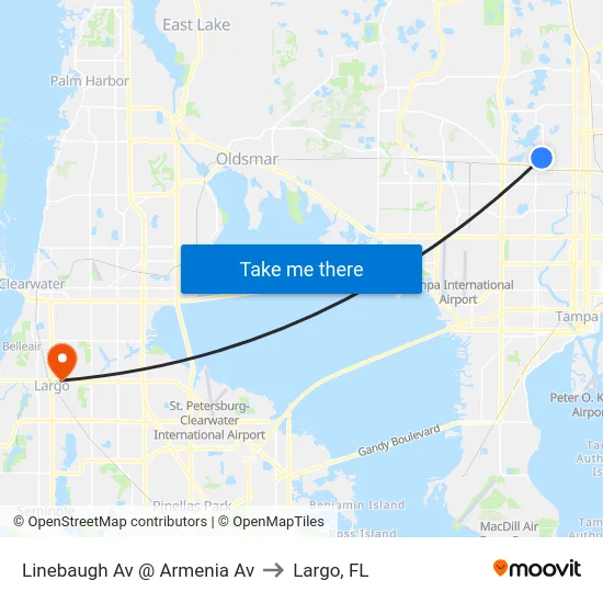 Linebaugh Av @ Armenia Av to Largo, FL map
