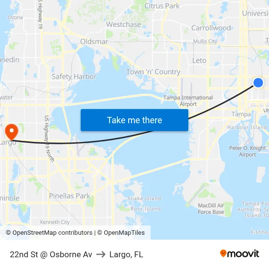 22nd St @ Osborne Av to Largo, FL map