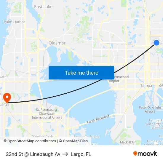 22nd St @ Linebaugh Av to Largo, FL map