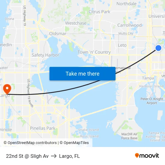 22nd St @ Sligh Av to Largo, FL map