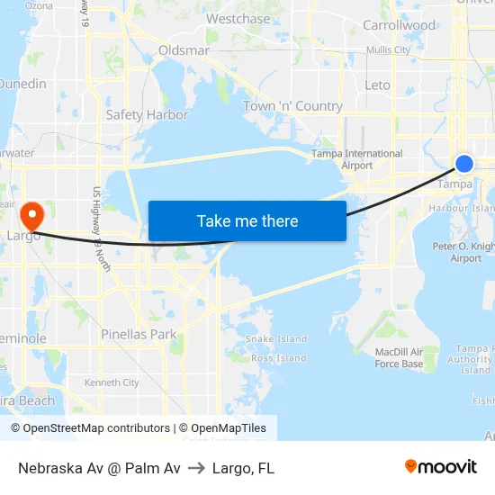 Nebraska Av @ Palm Av to Largo, FL map