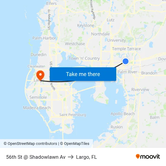 56th St @ Shadowlawn Av to Largo, FL map