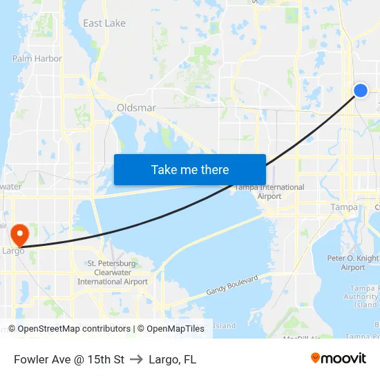 Fowler Ave @ 15th St to Largo, FL map