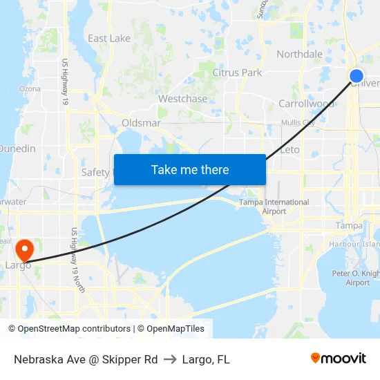 Nebraska Ave @ Skipper Rd to Largo, FL map