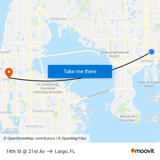 14th St @ 21st Av to Largo, FL map