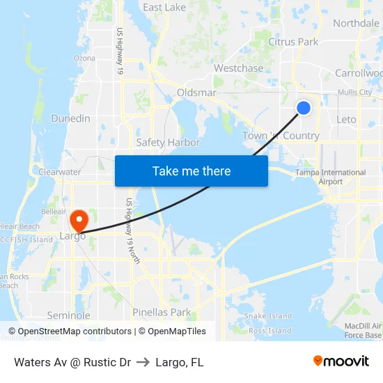 Waters Av @ Rustic Dr to Largo, FL map