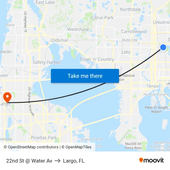 22nd St @ Water Av to Largo, FL map