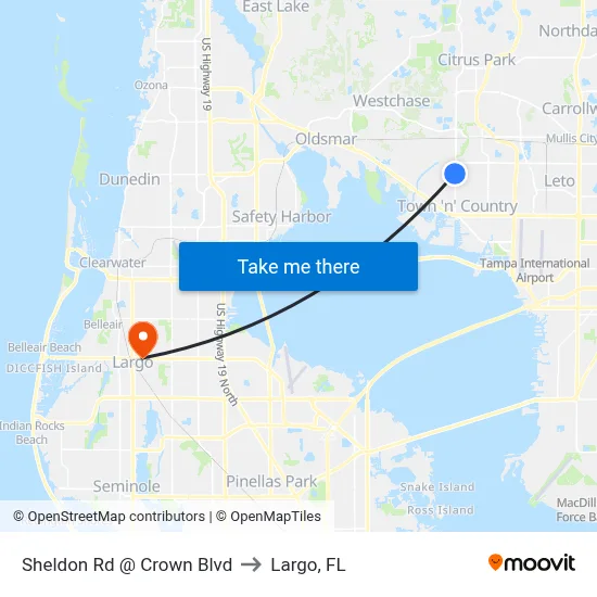 Sheldon Rd @ Crown Blvd to Largo, FL map