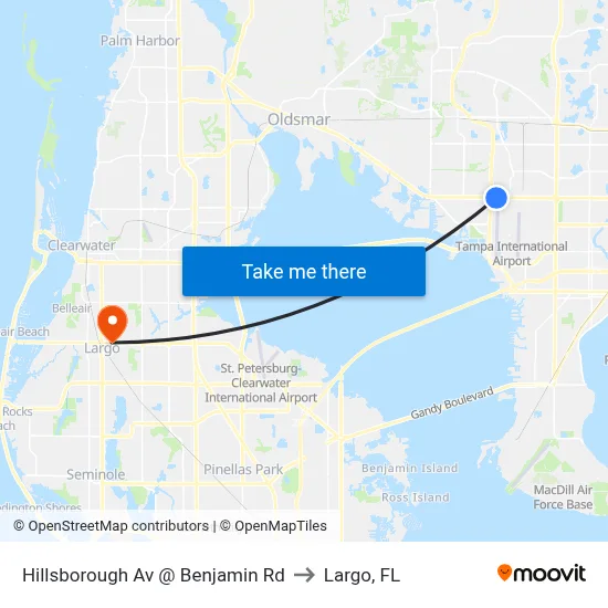 Hillsborough Av @ Benjamin Rd to Largo, FL map