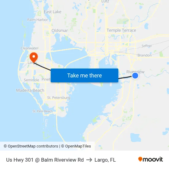 Us Hwy 301 @ Balm Riverview Rd to Largo, FL map