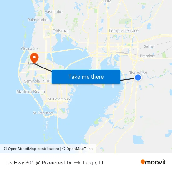 Us Hwy 301 @ Rivercrest Dr to Largo, FL map
