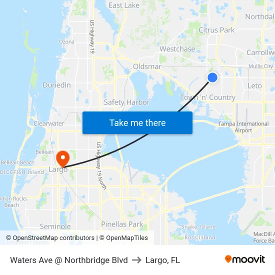 Waters Ave @ Northbridge Blvd to Largo, FL map