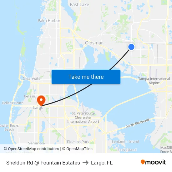 Sheldon Rd @ Fountain Estates to Largo, FL map