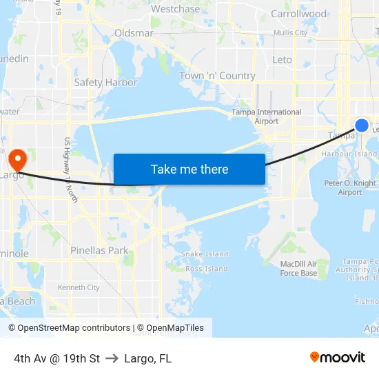 4th Av @ 19th St to Largo, FL map