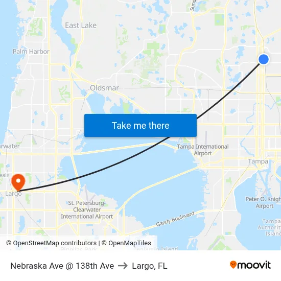 Nebraska Ave @ 138th Ave to Largo, FL map