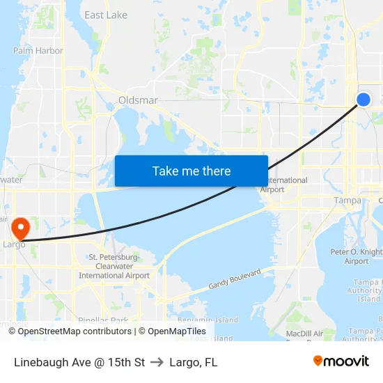 Linebaugh Ave @  15th St to Largo, FL map