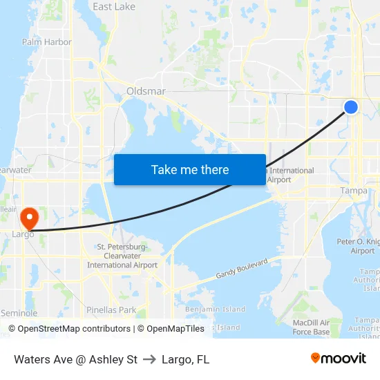 Waters Ave @ Ashley St to Largo, FL map