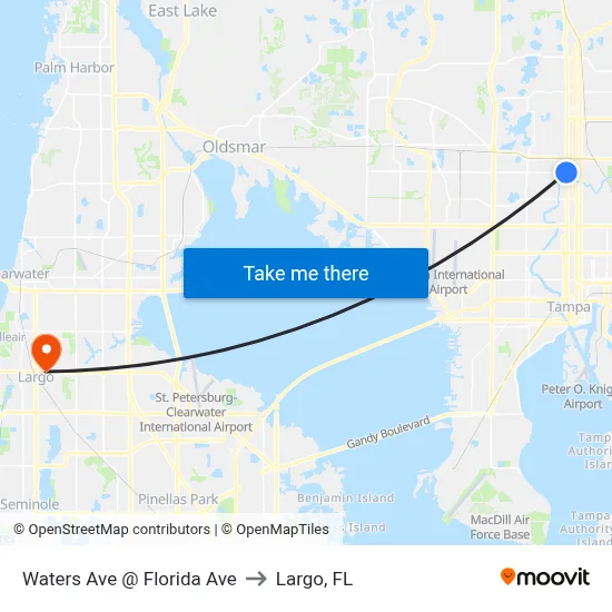 Waters Ave @ Florida Ave to Largo, FL map