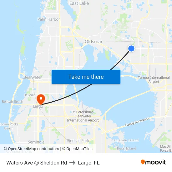 Waters Ave @ Sheldon Rd to Largo, FL map
