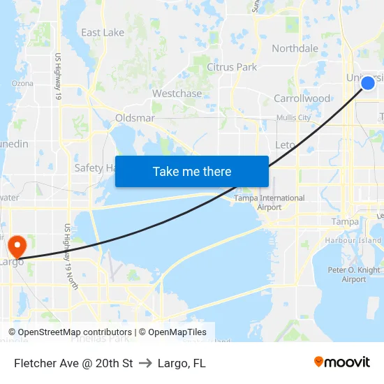 Fletcher Ave @ 20th St to Largo, FL map