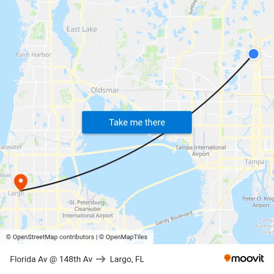 Florida Av @ 148th Av to Largo, FL map