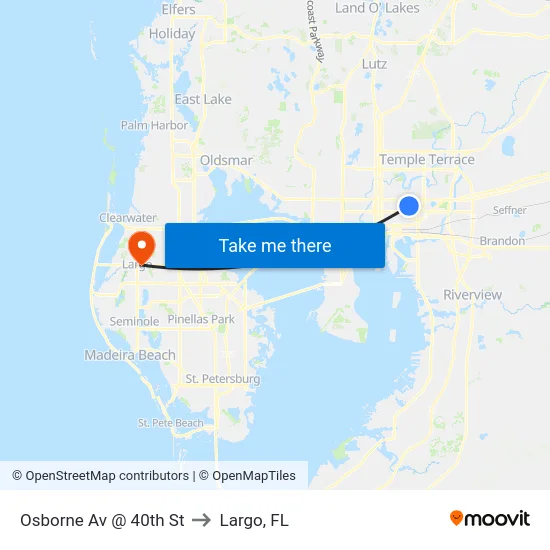 Osborne Av @ 40th St to Largo, FL map