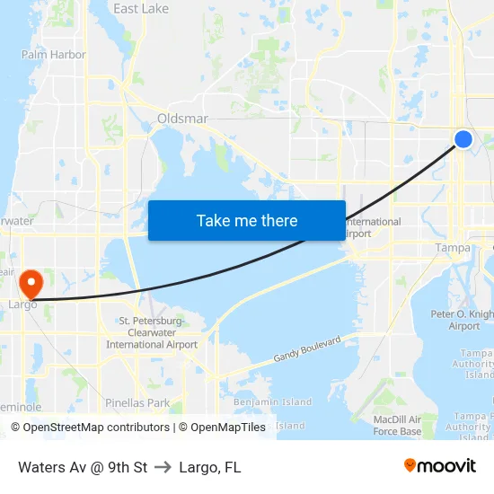 Waters Av @ 9th St to Largo, FL map