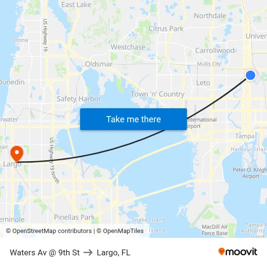 Waters Av @ 9th St to Largo, FL map