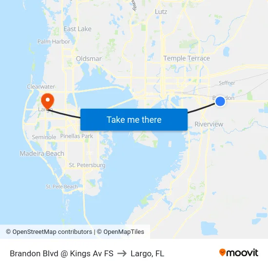 Brandon Blvd @ Kings Av FS to Largo, FL map