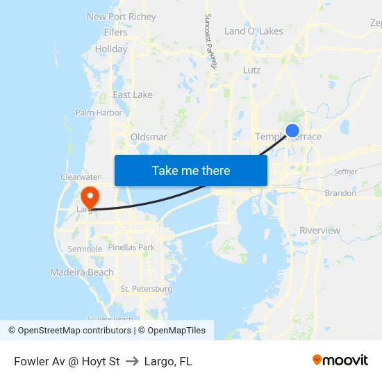 Fowler Av @ Hoyt St to Largo, FL map