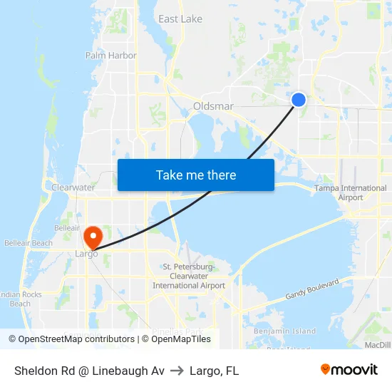 Sheldon Rd @ Linebaugh Av to Largo, FL map