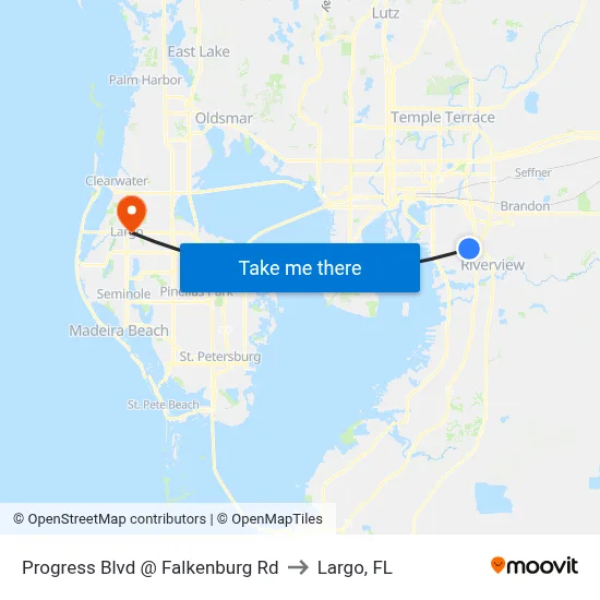 Progress Blvd @ Falkenburg Rd to Largo, FL map
