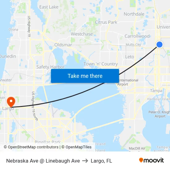 Nebraska Ave @ Linebaugh Ave to Largo, FL map