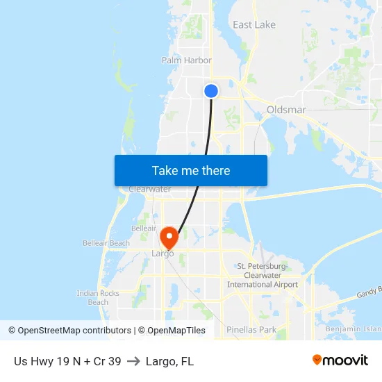 Us Hwy 19 N + Cr 39 to Largo, FL map